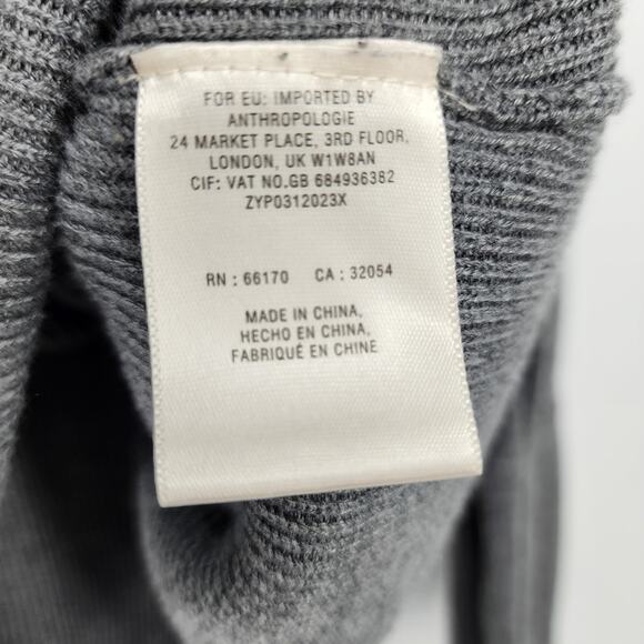 Anthropologie Moth Women's Gray Funnel Neck Tie Sleeve Detail Sweater Size Small - Picture 4 of 6